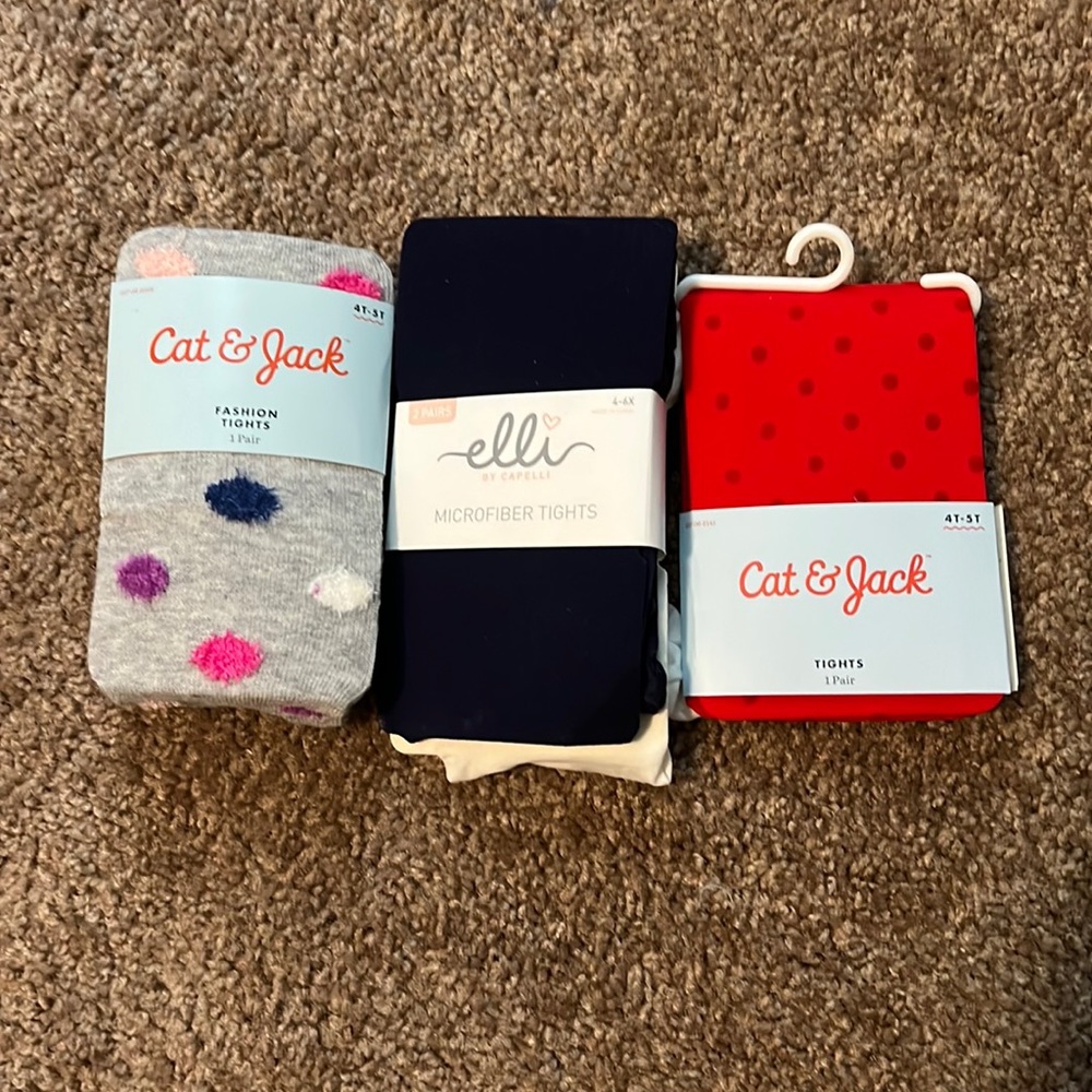 4 pairs Girls Tights sizes 4-5 / 4-6x Cat & Jack